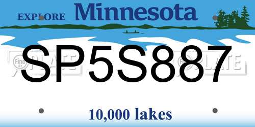 SP5S887 Minnesota License Plate