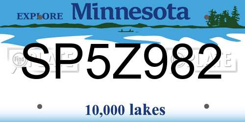 SP5Z982 Minnesota License Plate