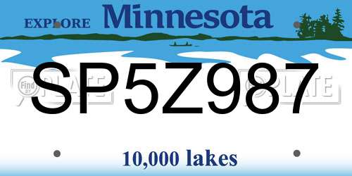 SP5Z987 Minnesota License Plate