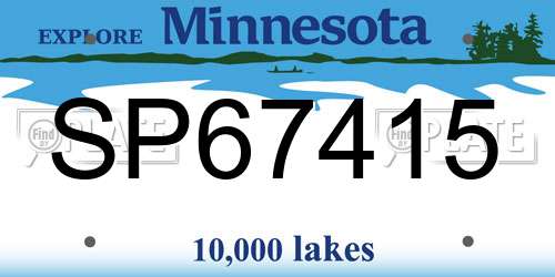 SP67415 Minnesota License Plate