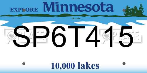 SP6T415 Minnesota License Plate
