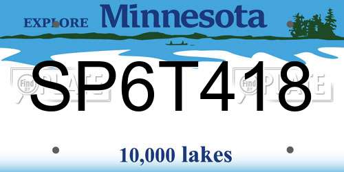 SP6T418 Minnesota License Plate