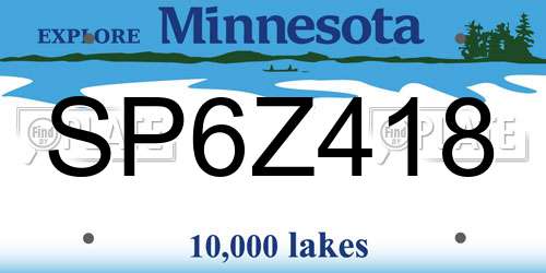SP6Z418 Minnesota License Plate