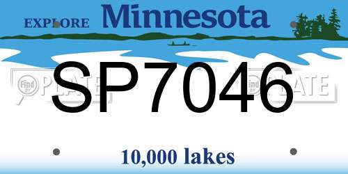SP7046 Minnesota License Plate