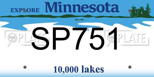 SP751 Minnesota License Plate