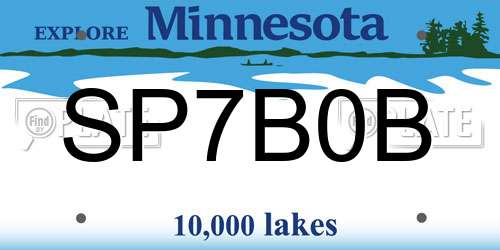 SP7B0B Minnesota License Plate
