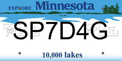 SP7D4G Minnesota License Plate