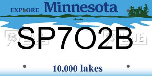 SP7O2B Minnesota License Plate