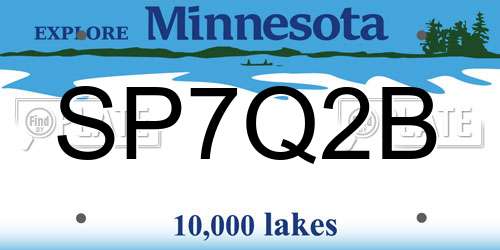 SP7Q2B Minnesota License Plate