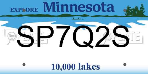 SP7Q2S Minnesota License Plate