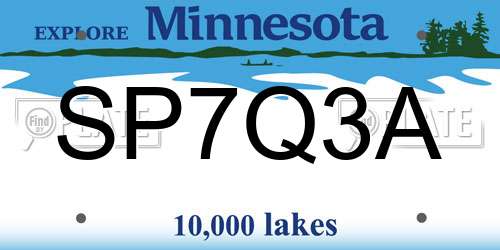 SP7Q3A Minnesota License Plate