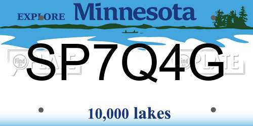 SP7Q4G Minnesota License Plate