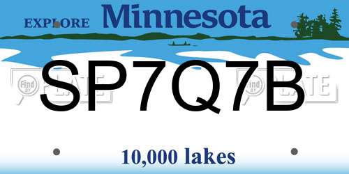 SP7Q7B Minnesota License Plate