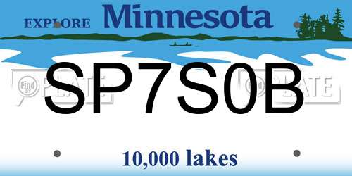 SP7S0B Minnesota License Plate