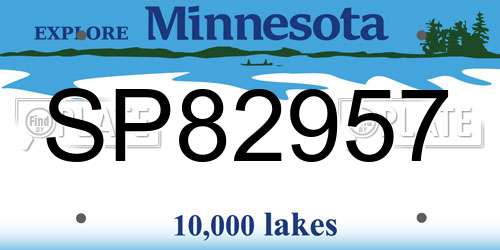 SP82957 Minnesota License Plate