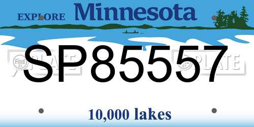 SP85557 Minnesota License Plate