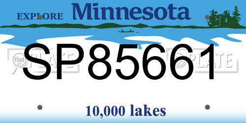 SP85661 Minnesota License Plate