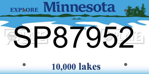SP87952 Minnesota License Plate