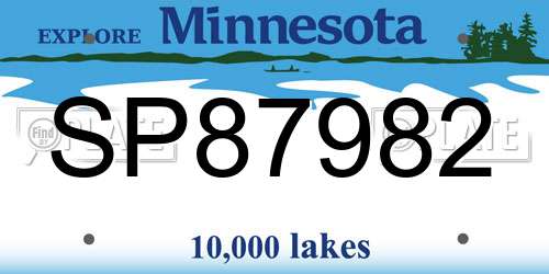 SP87982 Minnesota License Plate