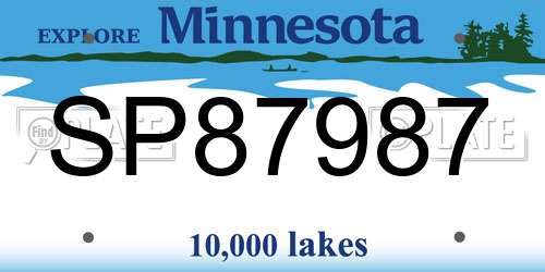SP87987 Minnesota License Plate