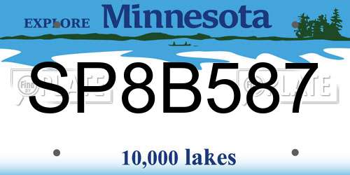 SP8B587 Minnesota License Plate