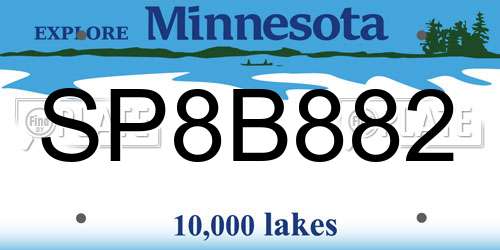SP8B882 Minnesota License Plate