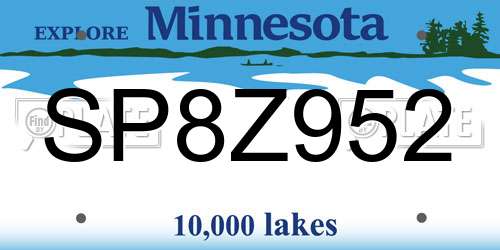 SP8Z952 Minnesota License Plate