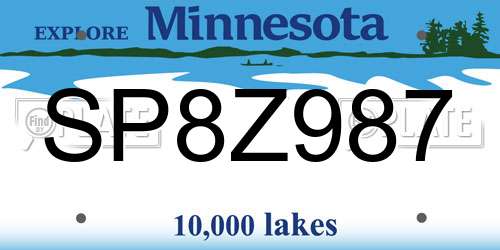 SP8Z987 Minnesota License Plate