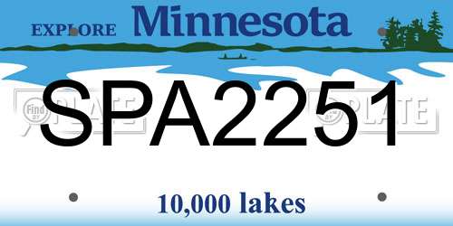 SPA2251 Minnesota License Plate
