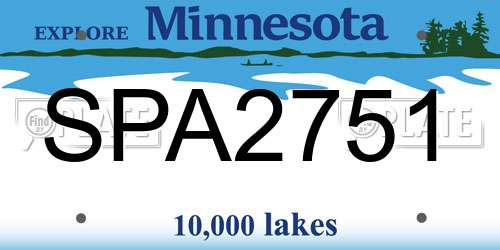 SPA2751 Minnesota License Plate