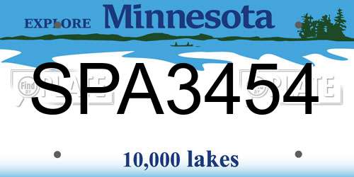 SPA3454 Minnesota License Plate
