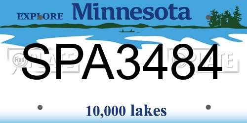 SPA3484 Minnesota License Plate