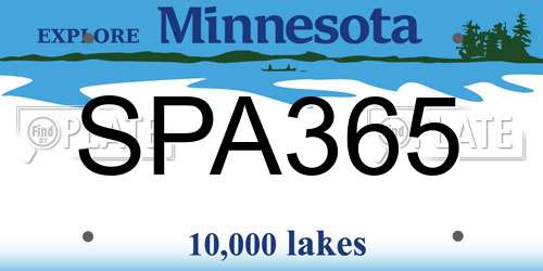 SPA365 Minnesota License Plate