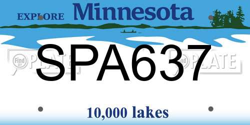 SPA637 Minnesota License Plate