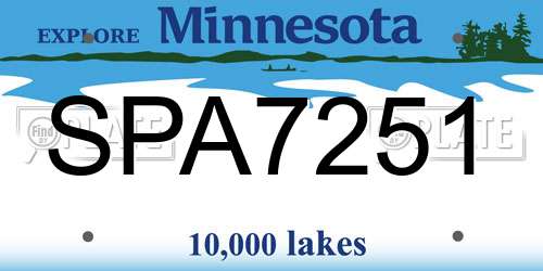 SPA7251 Minnesota License Plate
