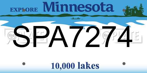 SPA7274 Minnesota License Plate