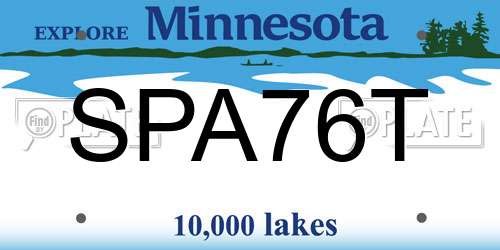 SPA76T Minnesota License Plate