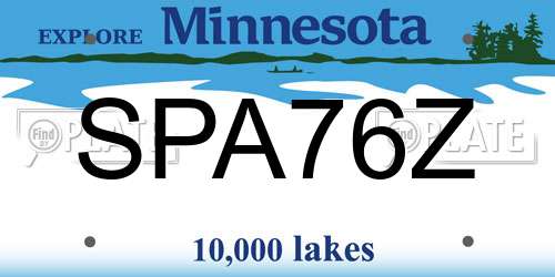 SPA76Z Minnesota License Plate