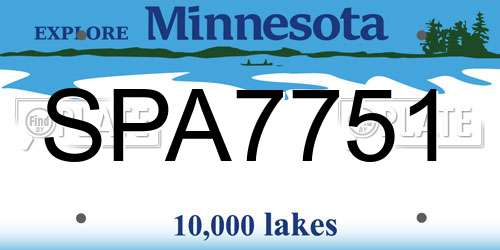 SPA7751 Minnesota License Plate