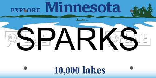 SPARKS Minnesota License Plate