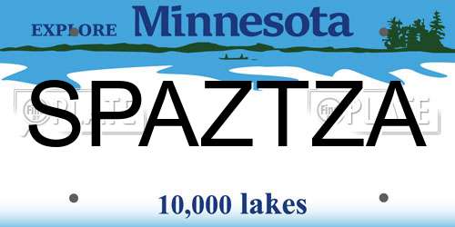SPAZTZA Minnesota License Plate