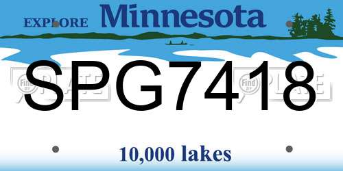 SPG7418 Minnesota License Plate