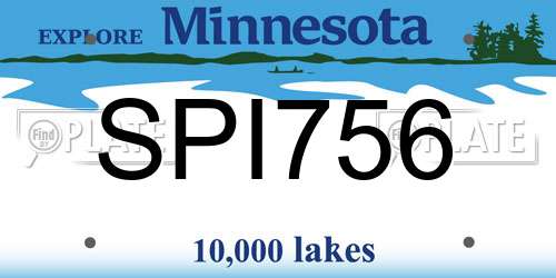SPI756 Minnesota License Plate