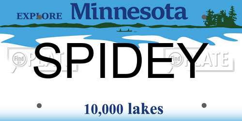 SPIDEY Minnesota License Plate