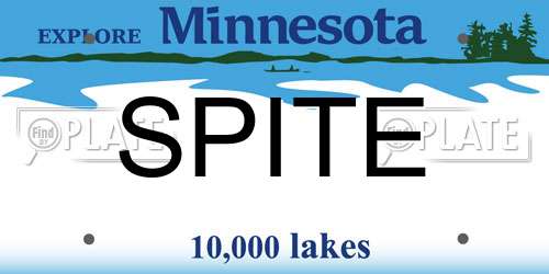 SPITE Minnesota License Plate