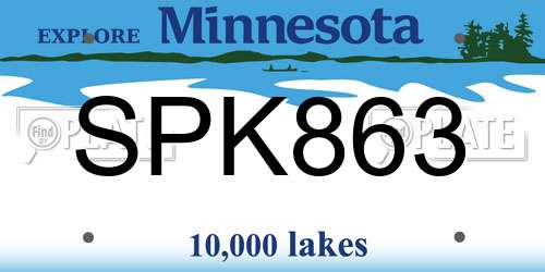 SPK863 Minnesota License Plate