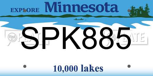 SPK885 Minnesota License Plate
