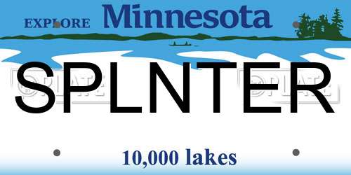 SPLNTER Minnesota License Plate