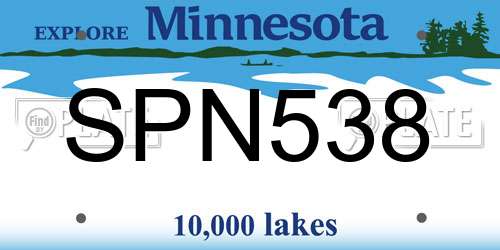 SPN538 Minnesota License Plate