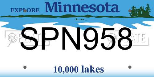 SPN958 Minnesota License Plate